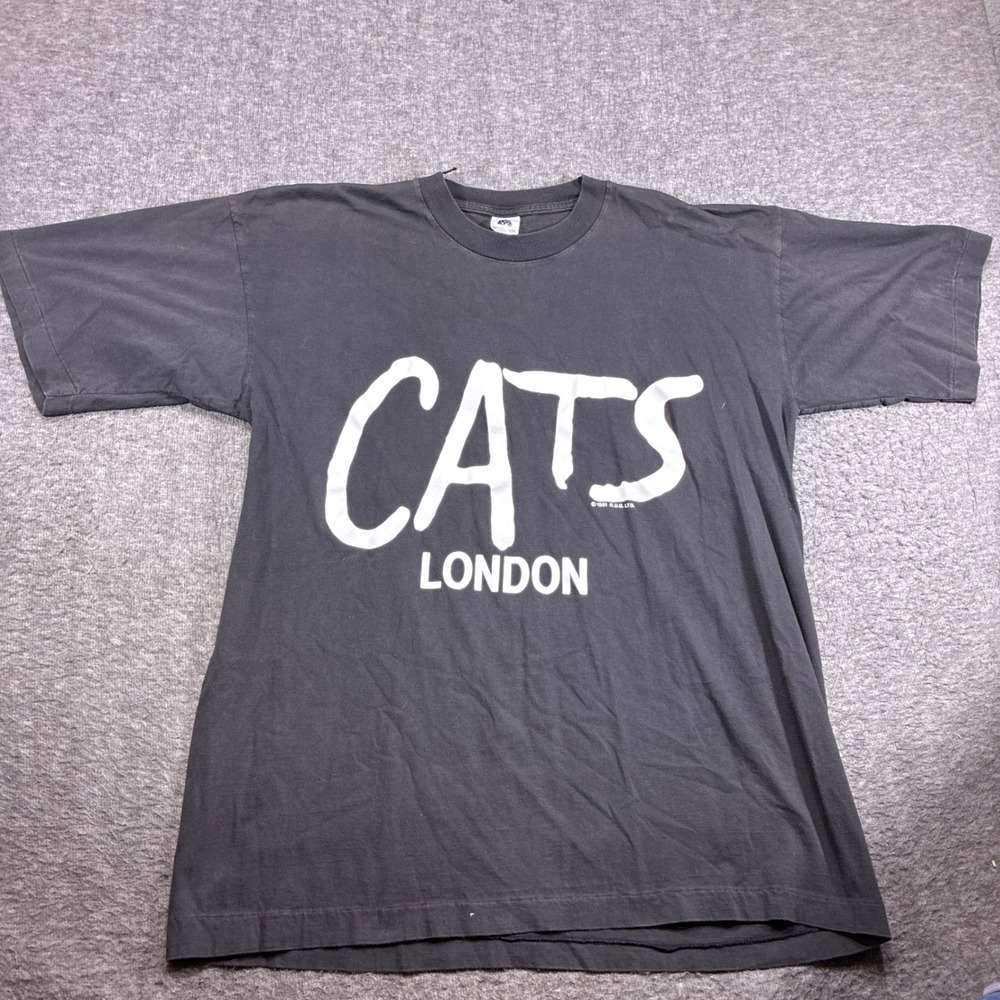 Vintage Cats Musical London Shirt Men‎ XL Black Single Stitch Graphic Dewynters